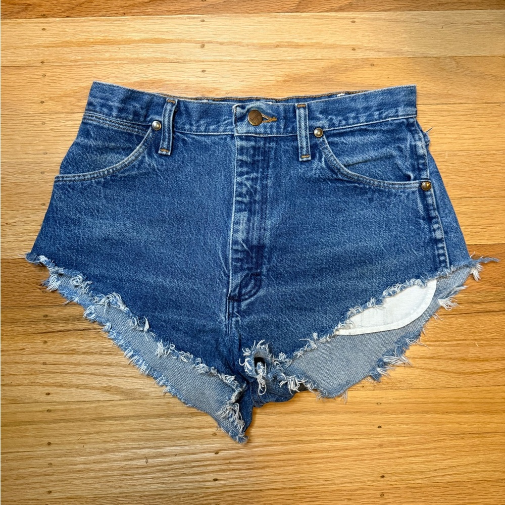 Vintage 80s Wrangler Cut Off Jean Shorts Made In USA Short Shorts 29" Waist